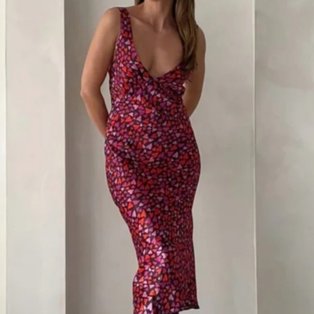 Rumored Valentine Sunset Strip Dress Lovestruck XS Heart Red Purple Black